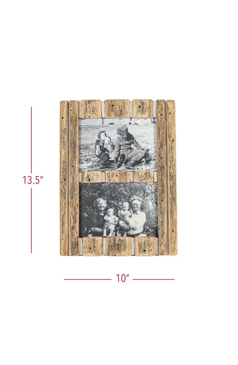 Foreside Home and Garden 5x7 Inch 2 Photo Striped Driftwood Collage Picture Frame Wood MDF & Glass, Alternate, color, Brown