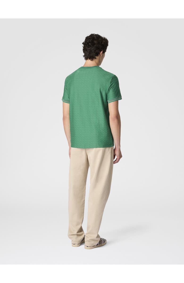 UM Crew-neck Cotton Jacquard T-shirt With Tone-on-tone Zigzag Design, Alternate, color, Green