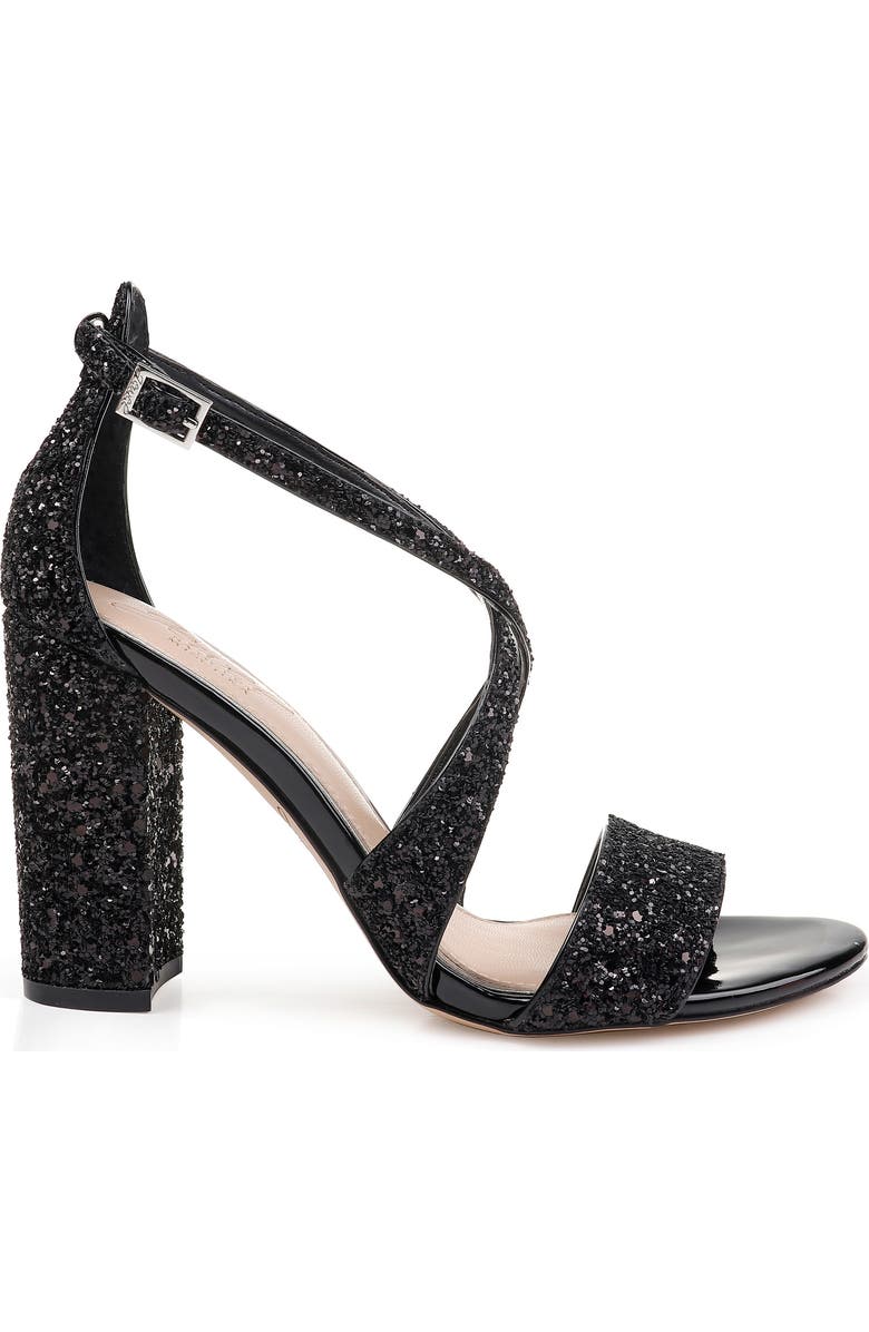 Jewel Badgley Mischka Cook Block Heel Glitter Sandal, Alternate, color,