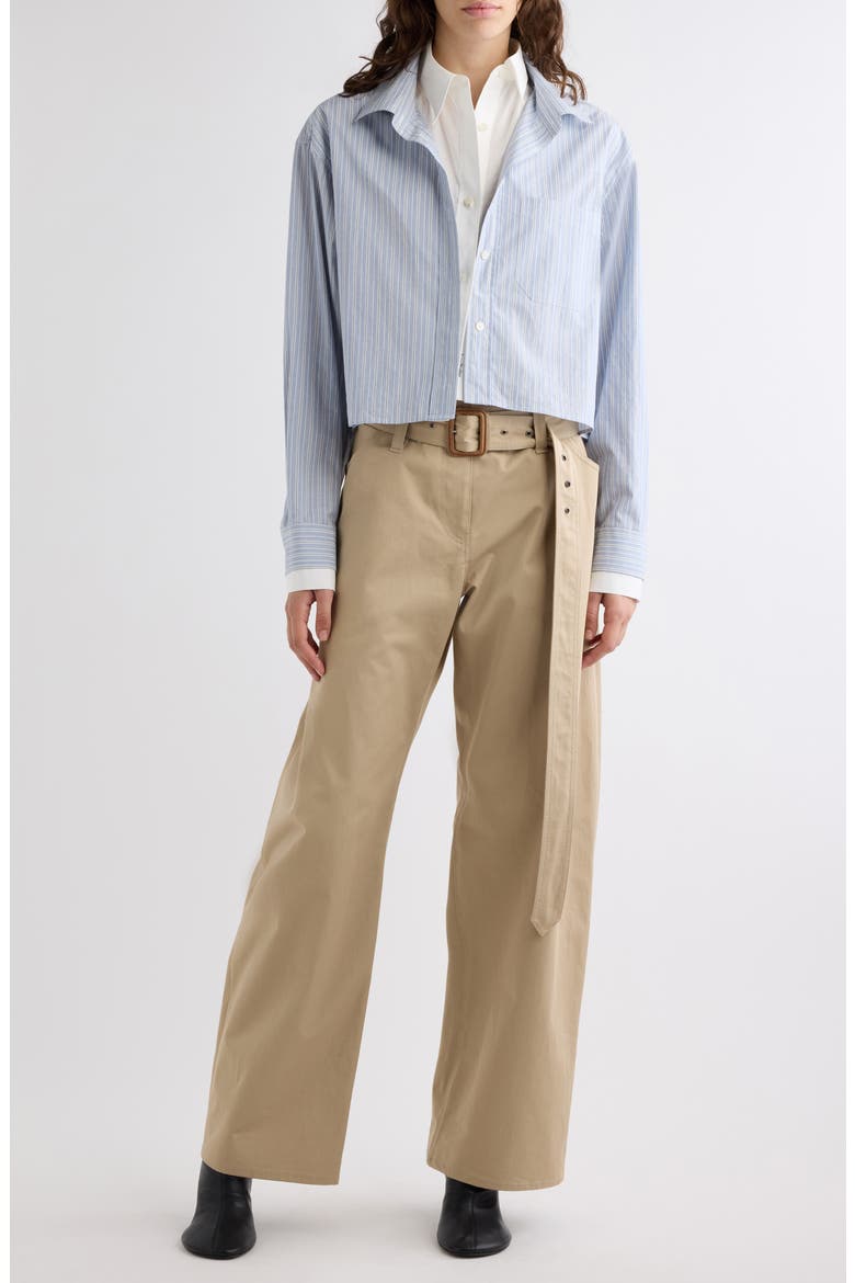 Soubla Striped Cropped Cotton Shirt, Alternate, color, BLUE/ WHITE