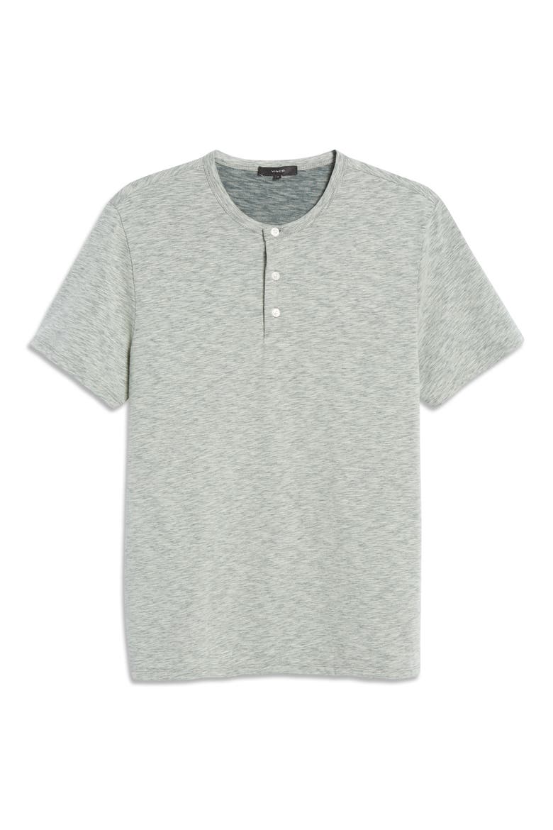 Regular Fit Slub Heather Henley, Alternate, color, DARK FOREST/ OFF WHITE