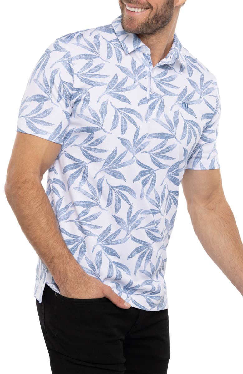 TravisMathew Gulf of Mexico Leaf Print Piqué Polo, Alternate, color,
