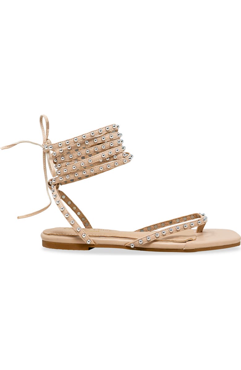 CHASE AND CHLOE Eve Studded Ankle Wrap Sandal, Alternate, color, Beige Pu