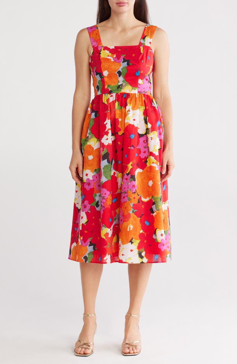 Floral Cotton Voile Fit & Flare Dress