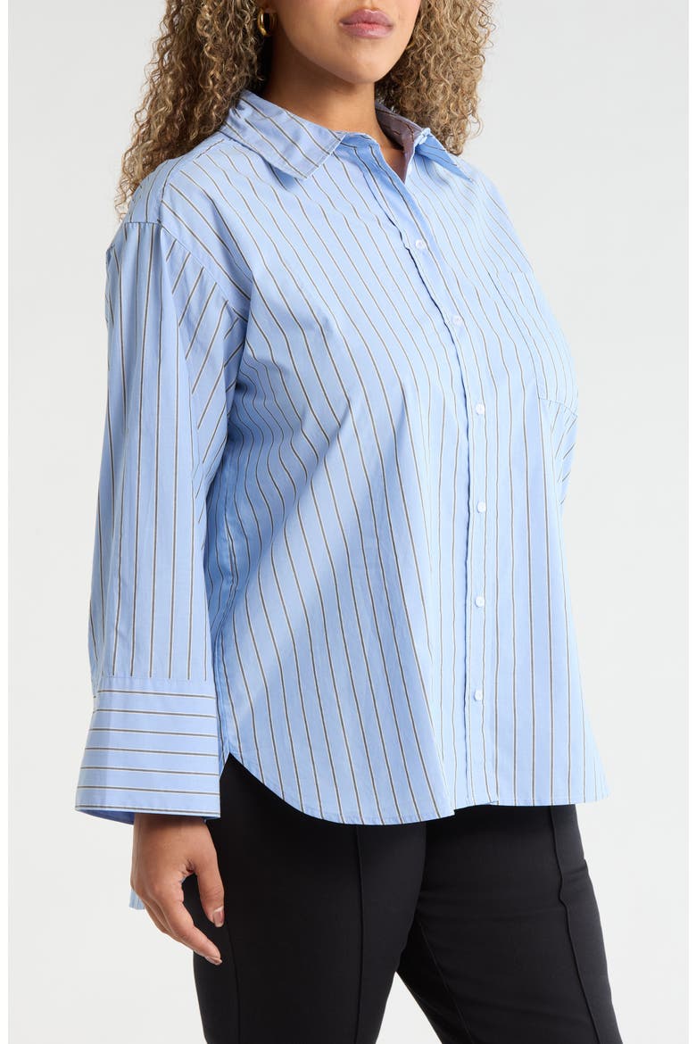 Stripe Cotton Poplin Button-Up Shirt, Alternate, color, BLUE- NAVY SHAYNA STRIPE