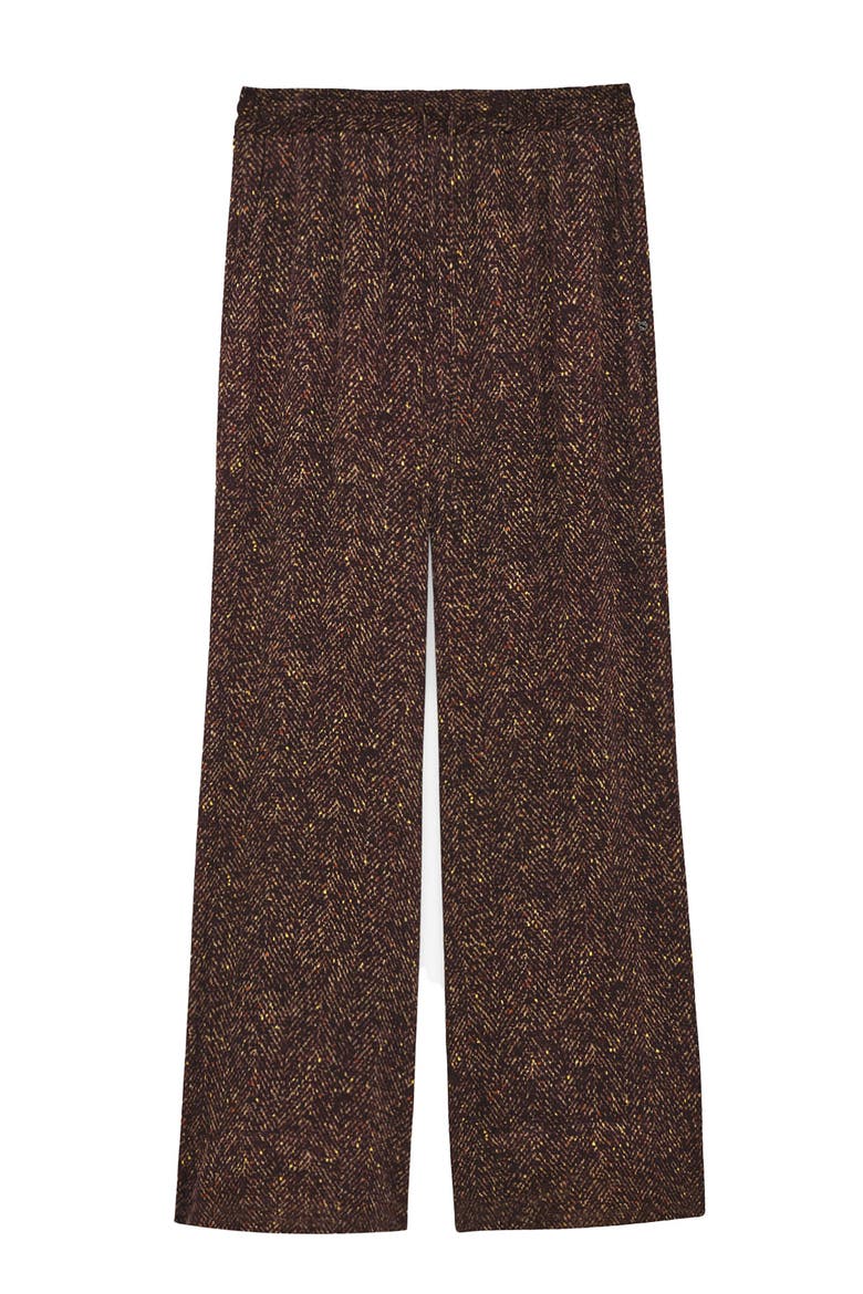 Printed Viscose Palazzo Trousers, Alternate, color, Brown