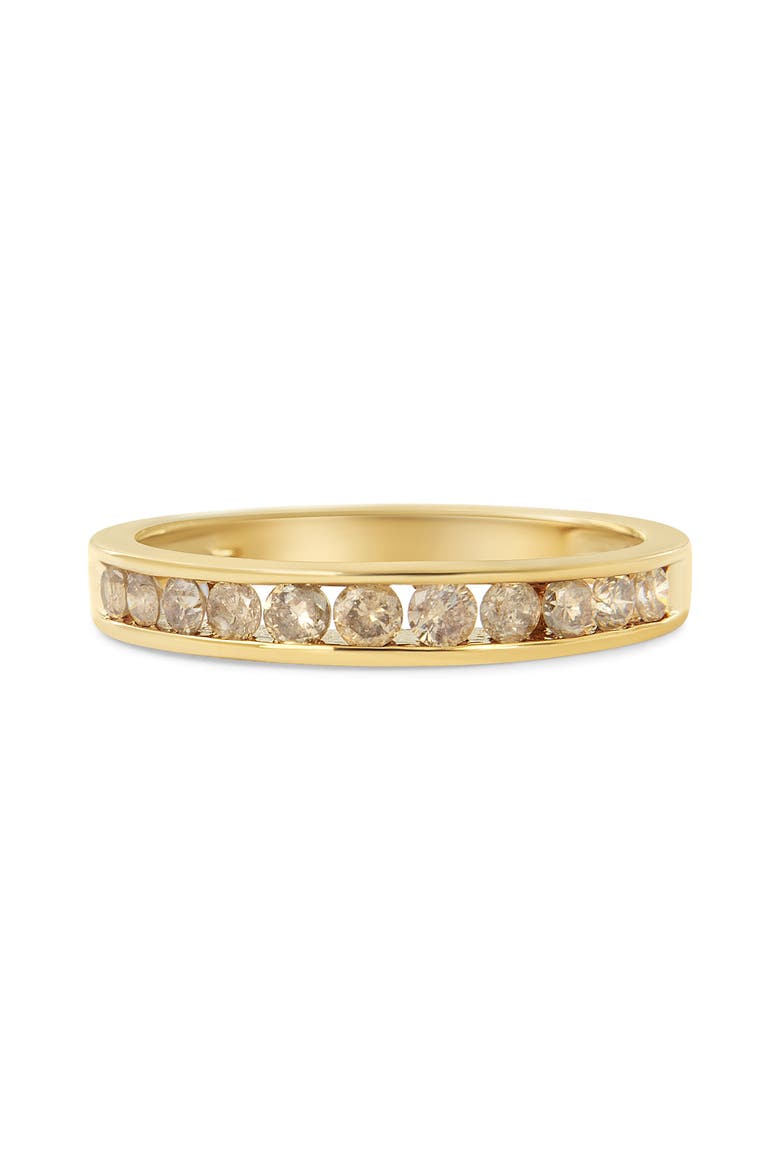 14K Yellow Gold Plated Silver 1/2 Cttw Channel Set Champagne Diamond Band Ring, Alternate, color, Yellow