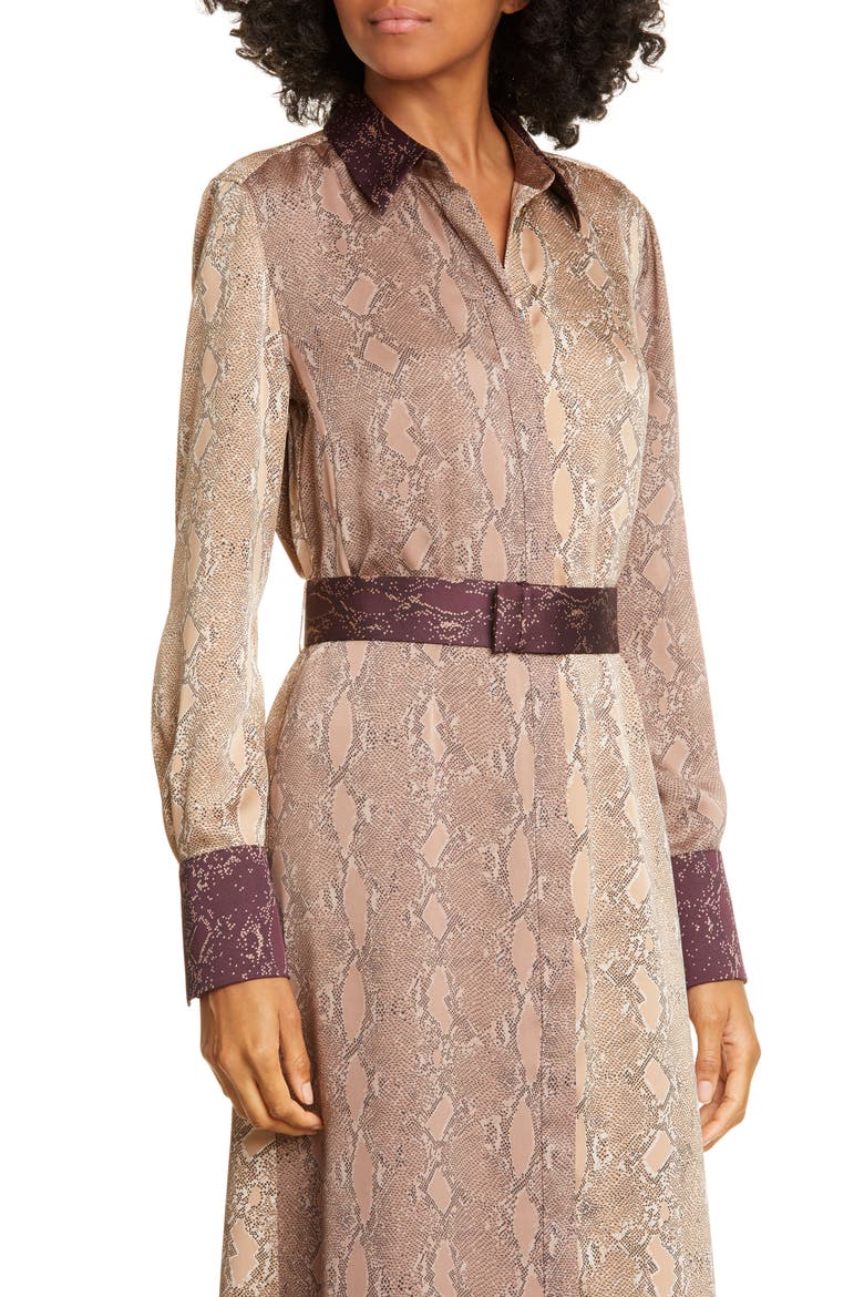 Christabella Snake Print Long Sleeve Shirtdress, Alternate, color, AMPHORA MULTI