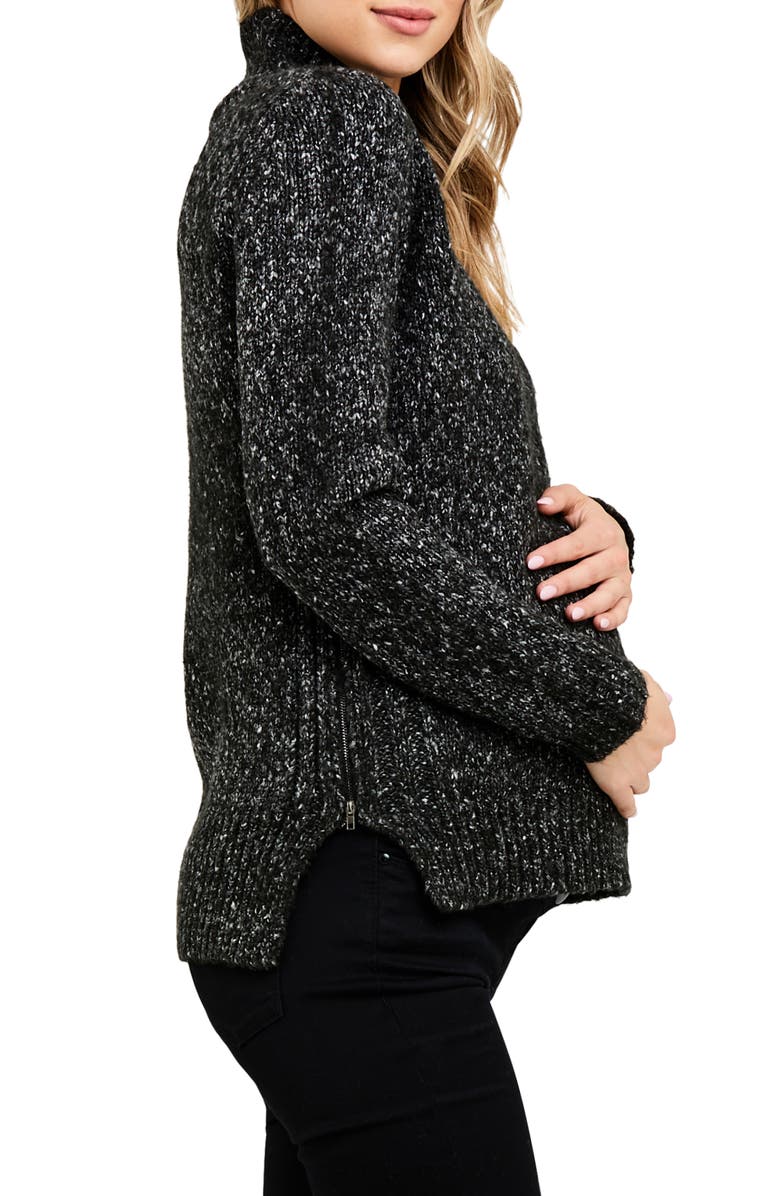 Ripe Maternity Cable Knit Mock Neck Maternity/Nursing Sweater, Alternate, color, 