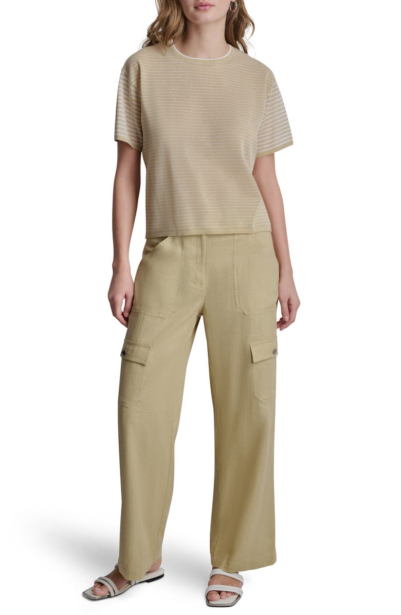 DKNY Stripe Short Sleeve Sweater, Alternate, color,