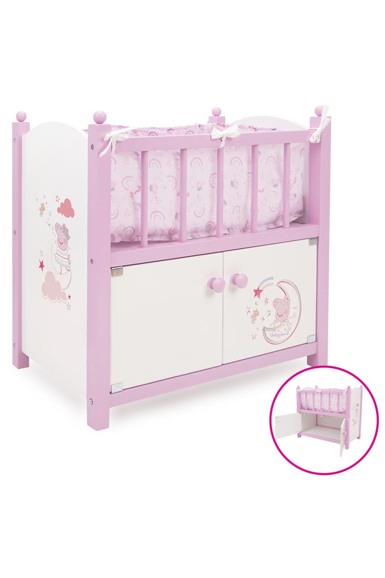 Peppa Pig 2-In-1 Wooden Doll Crib, Alternate, color, Multicolored