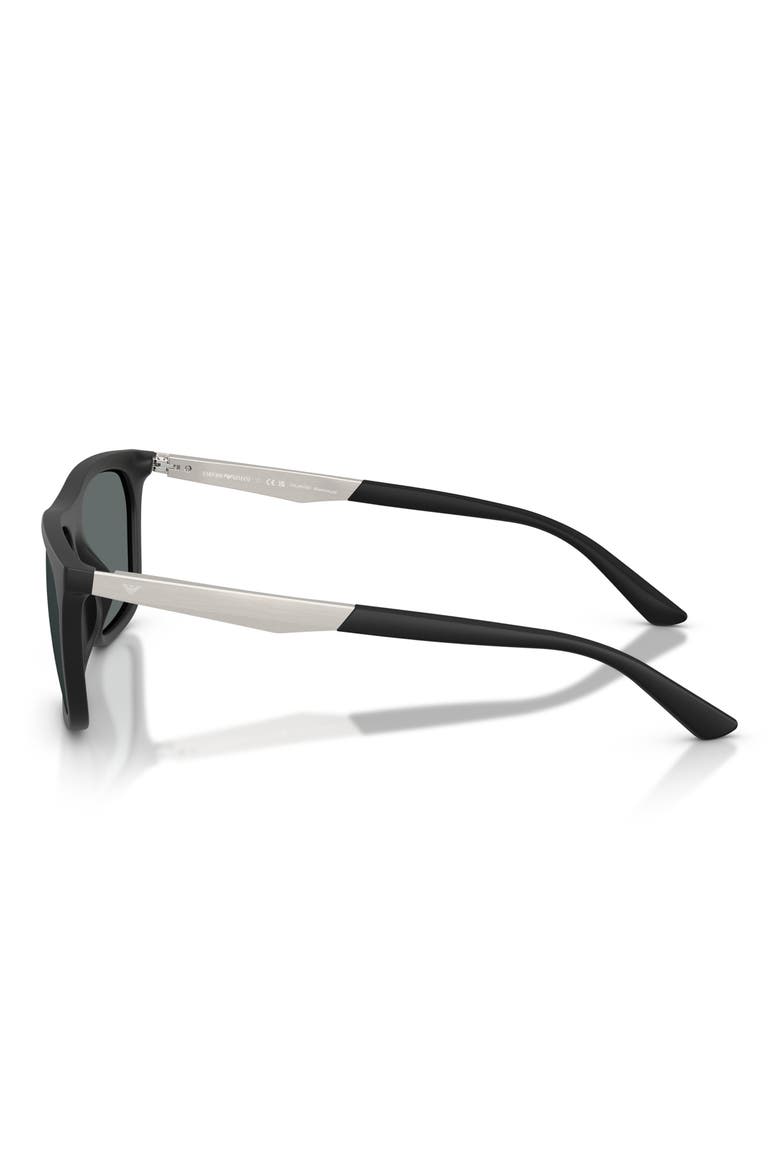57mm Polarized Pillow Sunglasses, Alternate, color, MATTE BLACK / DARK GREY POLAR