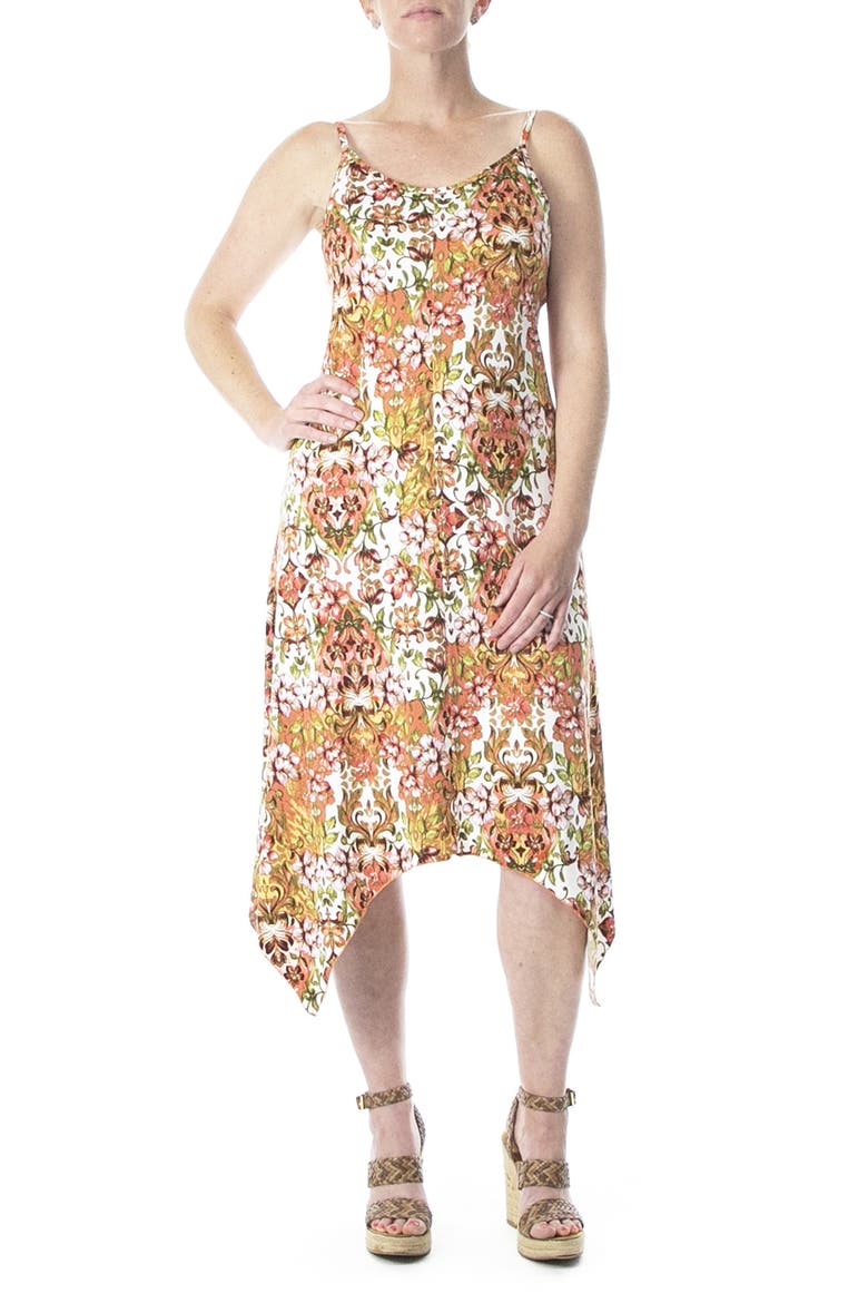 V-Neck Sleeveless Handkerchief Hem Dress, Main, color, SUNSET MULTI BOHO MEADOW