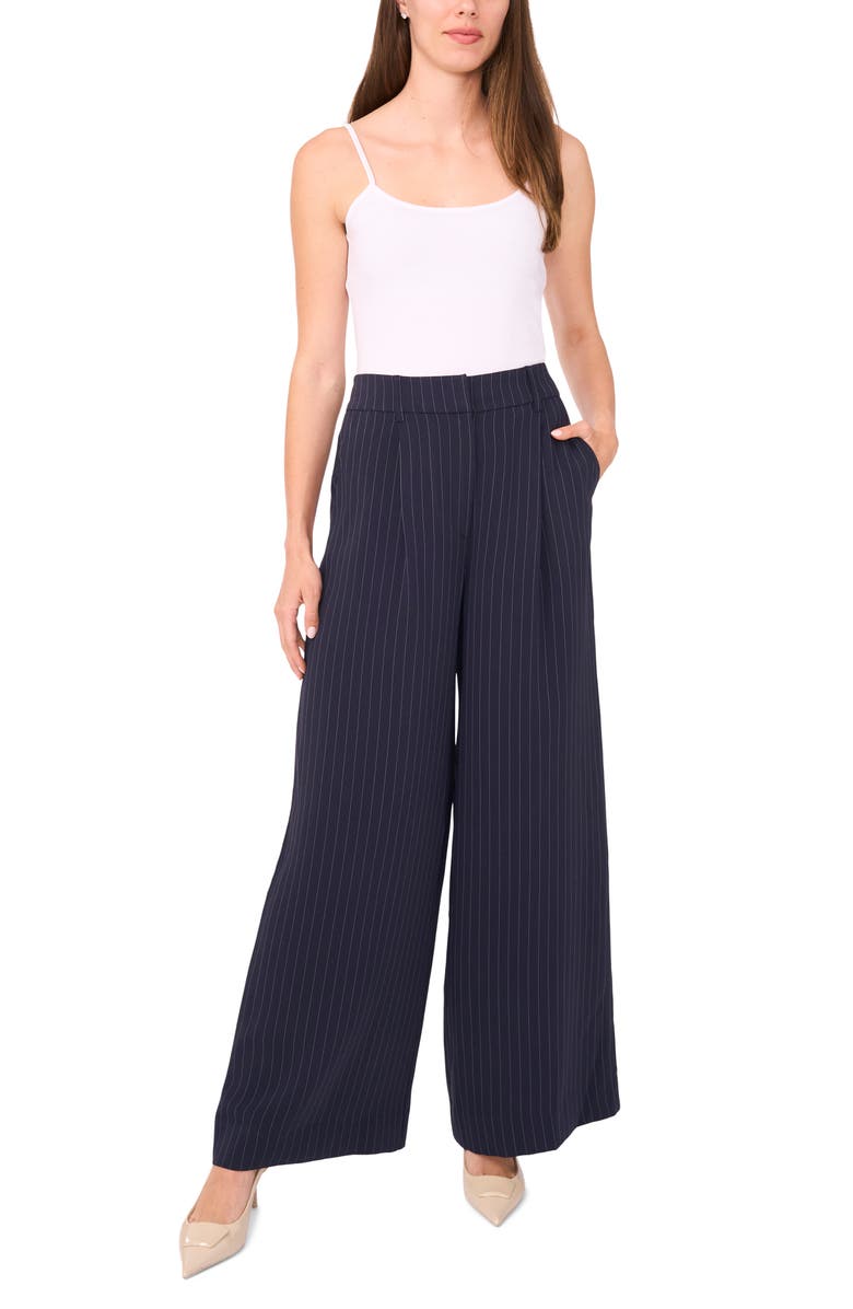 Halogen<sup>®</sup> Zip Front Pinstripe Wide Leg Pants, Alternate, color,