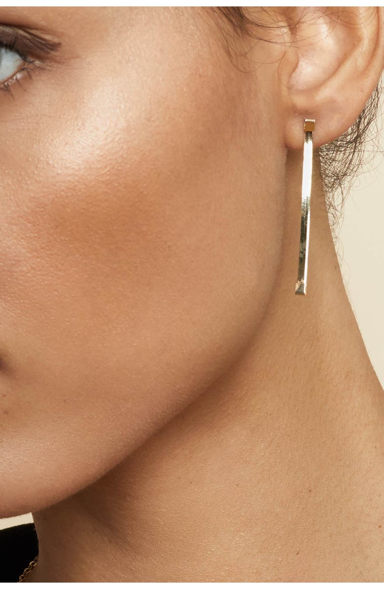 Oradina 14K Yellow Gold Park Avenue Herringbone Drop Earrings, Alternate, color, Yellow Gold