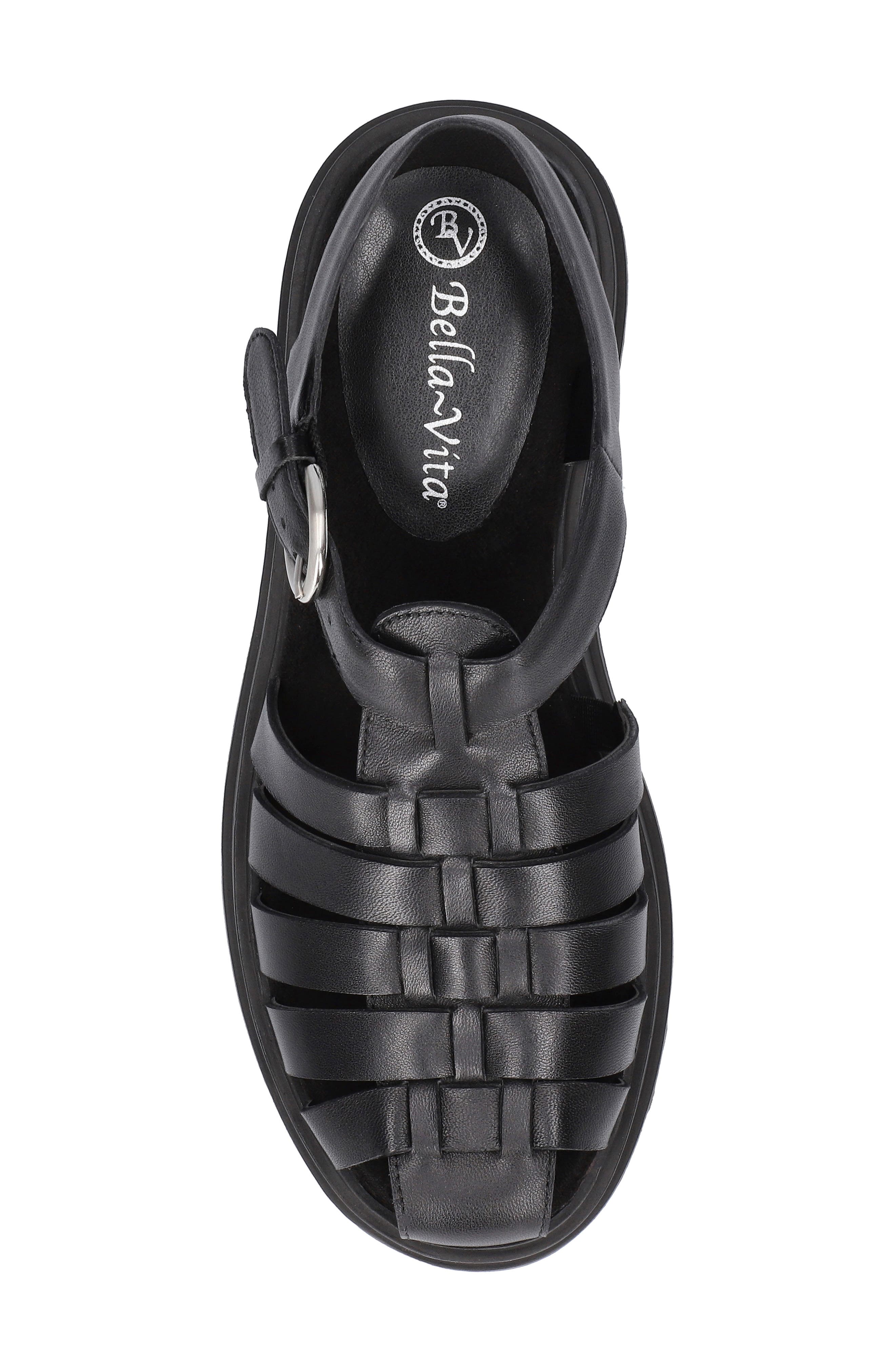 Bella Vita Sinclaire Fisherman Sandal, Alternate, color, Black Leather