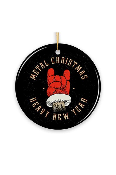 Metal Christmas Heavy New Year Santa Rock Hand Ornament