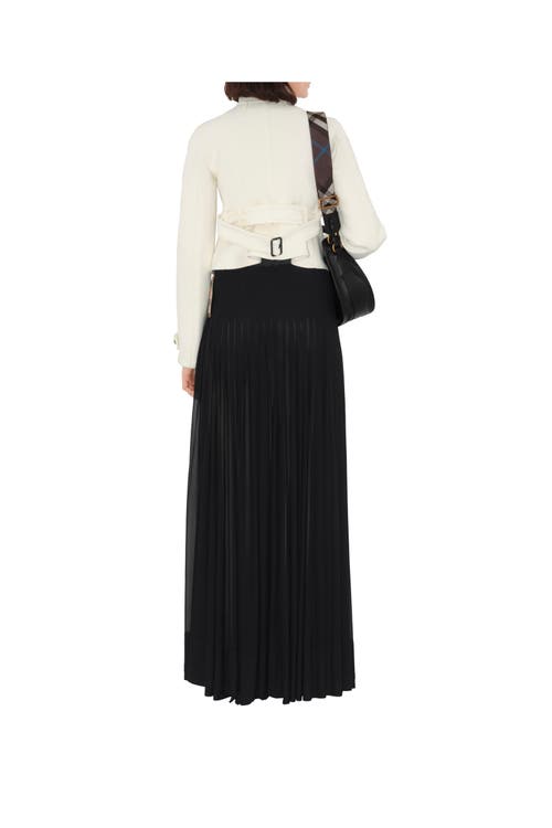 Burberry Bar Pleated Maxi Skirt With Belt In Black
