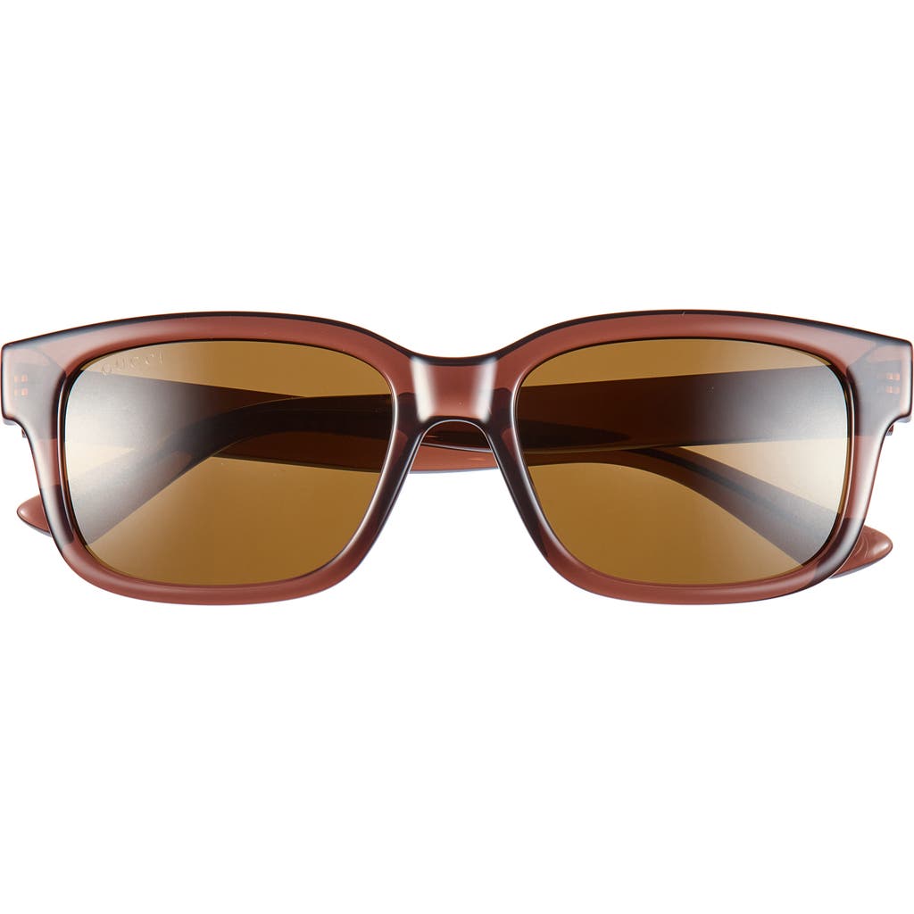 Gucci 56mm Rectangular Sunglasses In Brown Brown Brown