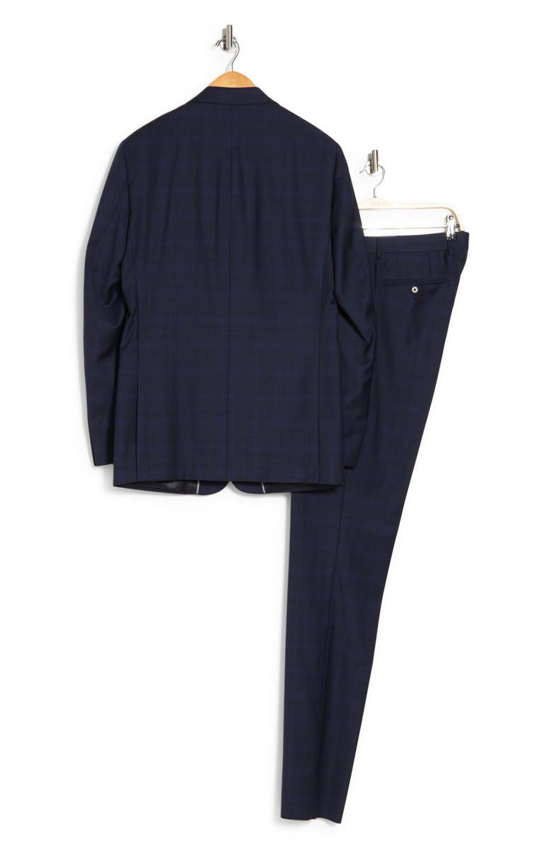 Calvin Klein Plaid Print Two Button Notch Lapel Wool Blend Suit, Alternate, color, 