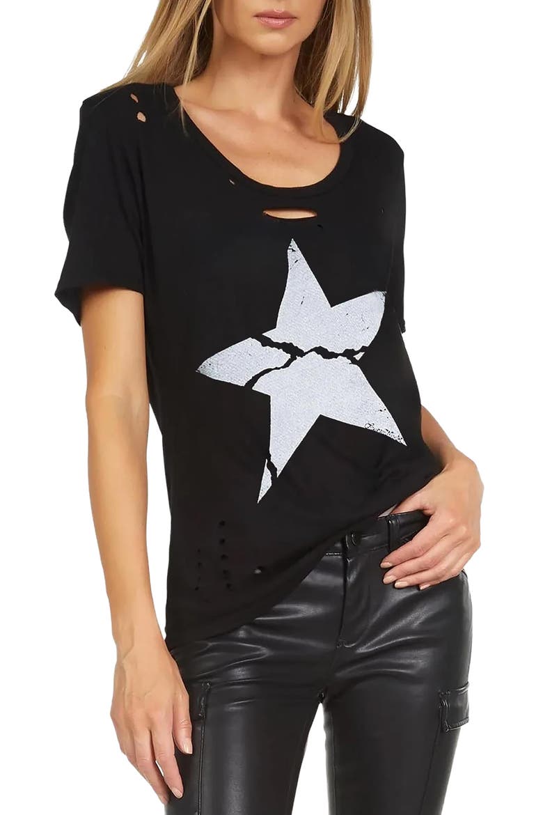 Myra X Cracked Star Top, Main, color, Black