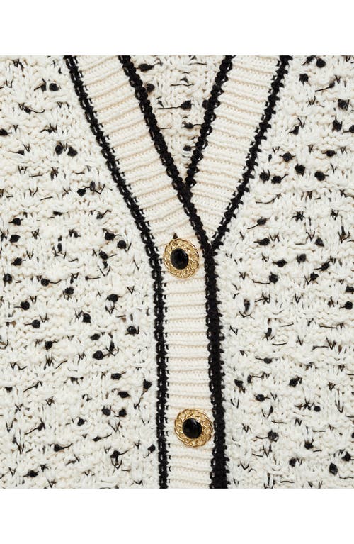 MANGO MANGO FLECKED OVERSIZE COTTON BLEND CARDIGAN