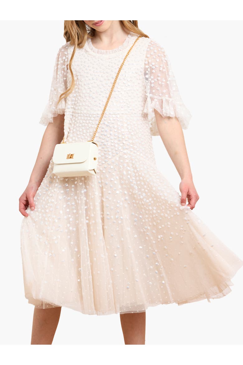 Dappled Sequin Short Cape Kids DressLittle Kid, Big Kid, Main, color, Cream