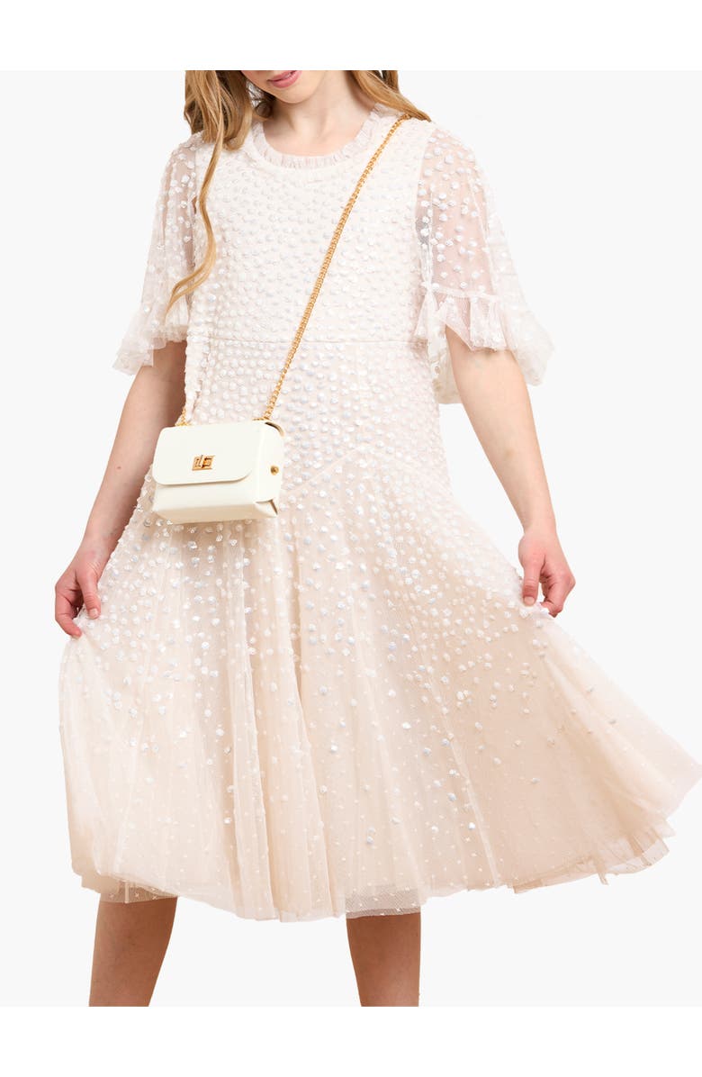 Needle & Thread Dappled Sequin Short Cape Kids Dress, Main, color, Cream