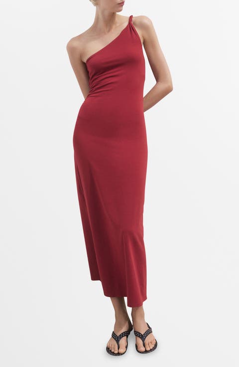 Ruched One-Shoulder Maxi Dress