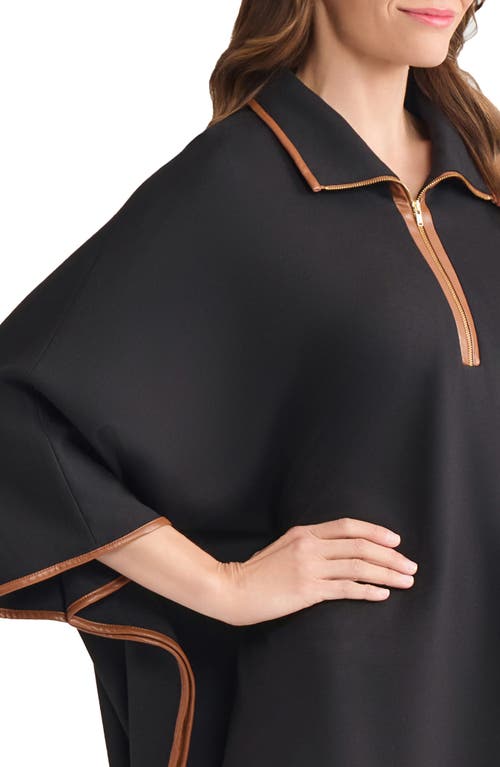 Jones New York Tipped Quarter Zip Poncho In Black