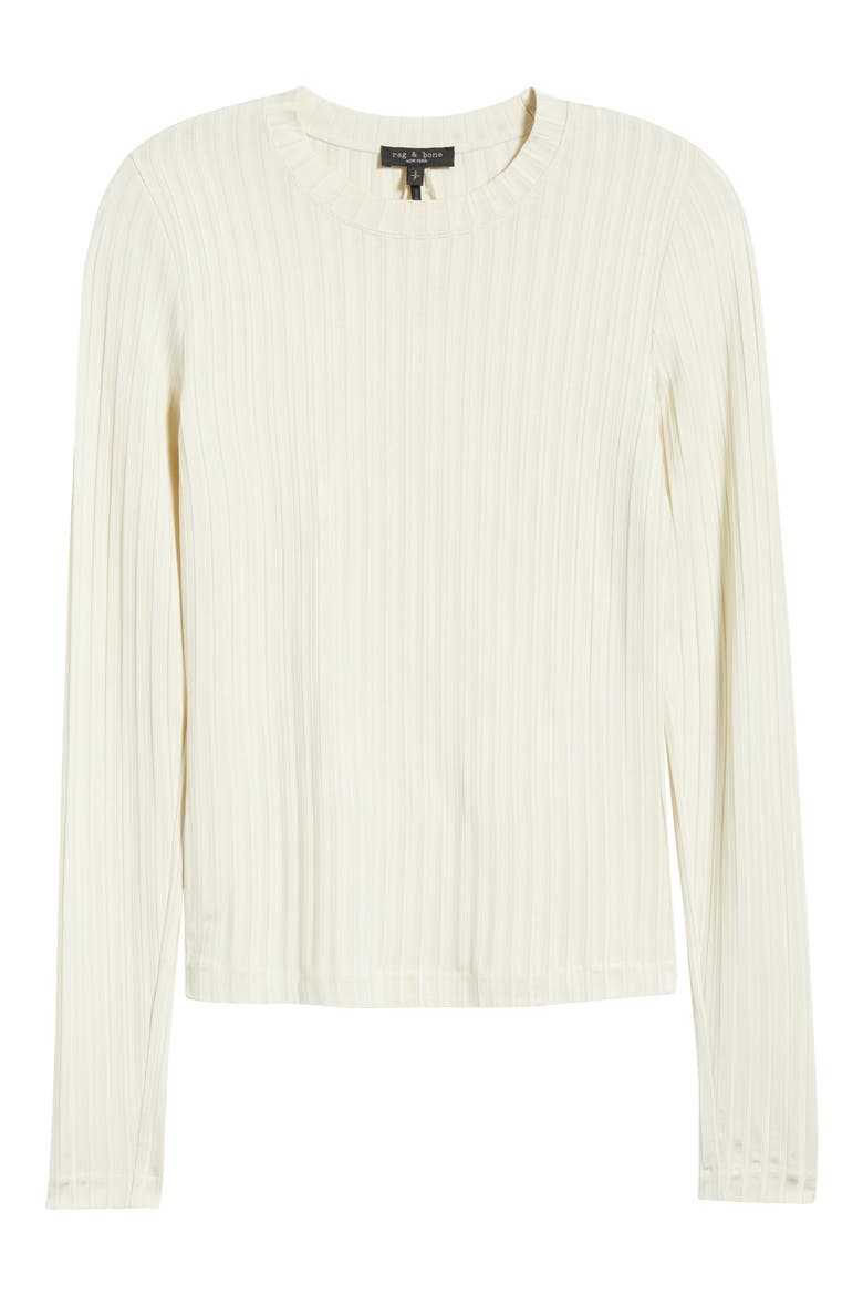 Natalia Slim Fit Rib Top, Alternate, color, BONE