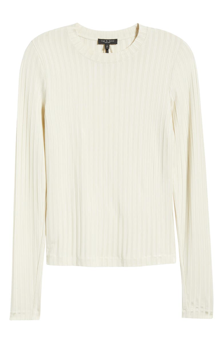 rag & bone Natalia Slim Fit Rib Top, Alternate, color, Bone
