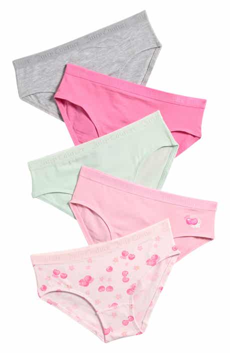 Juicy Couture Kids' 5-Pack Assorted Stretch Cotton Bikini Briefs