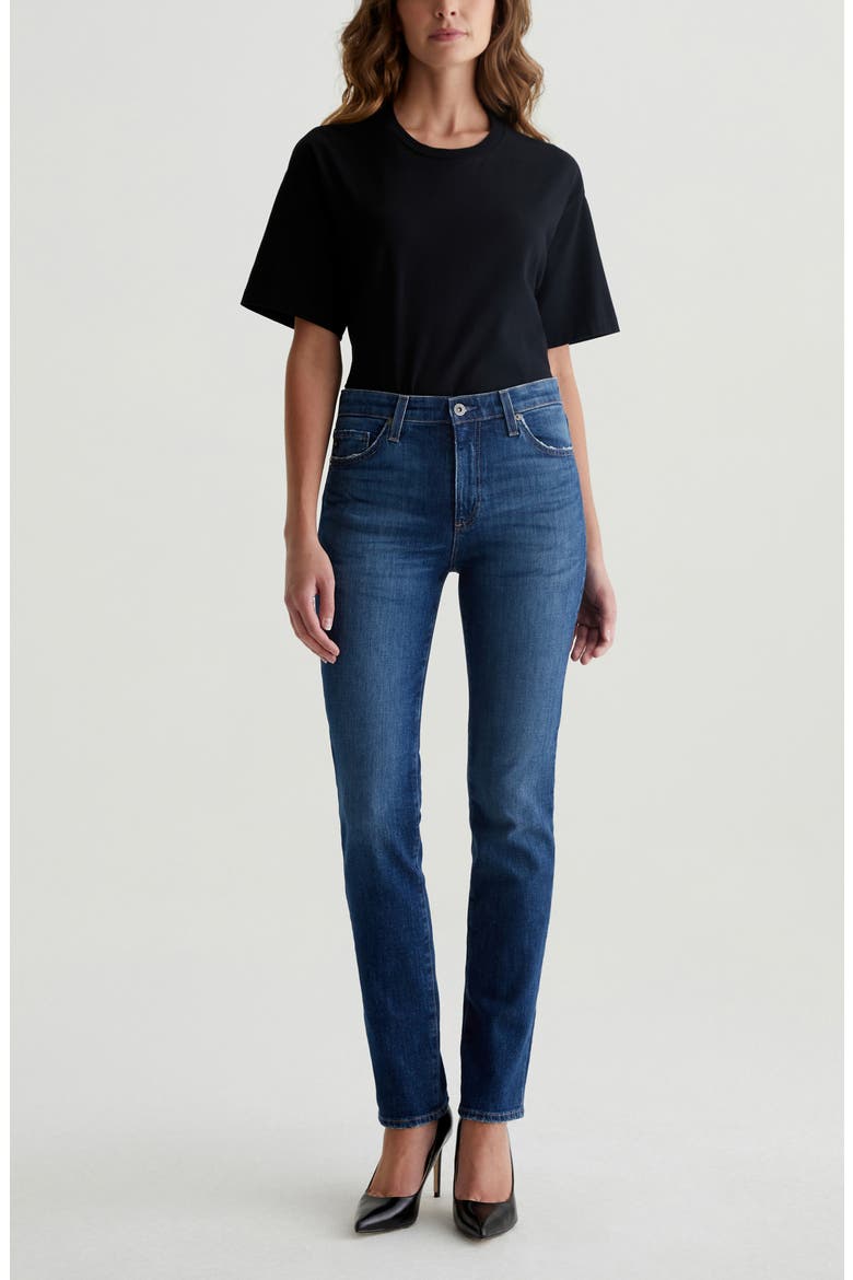 Mari Mid Rise Slim Straight Leg Jeans, Alternate, color, MYKONOS