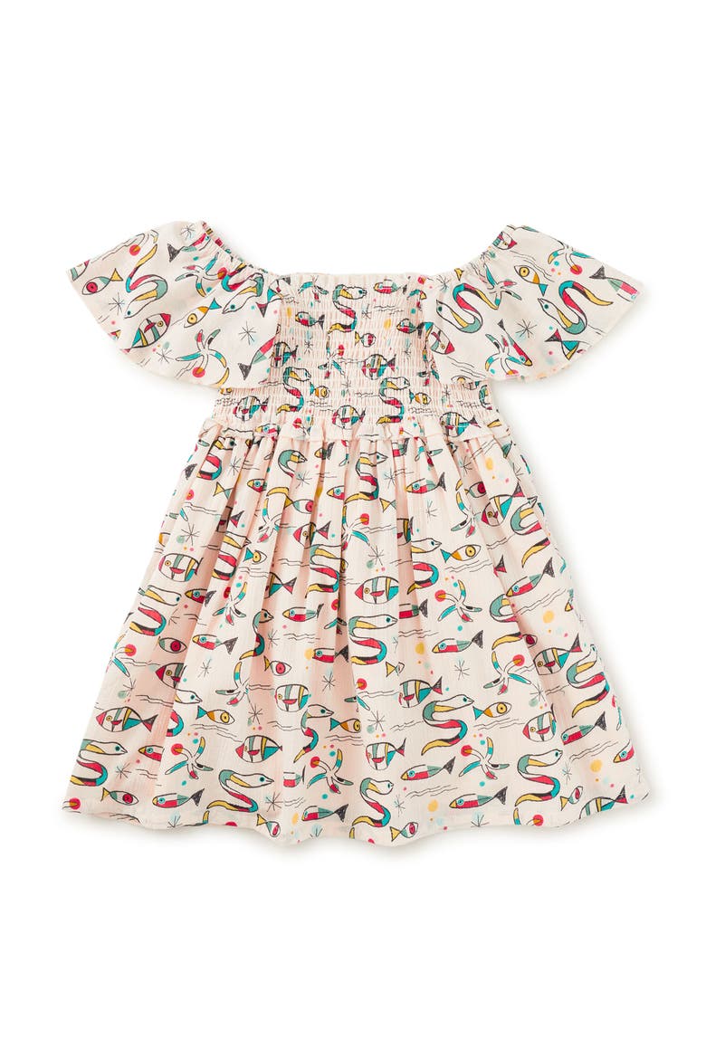 Flutter Sleeve Smocked Dress, Alternate, color, Mar de Miro