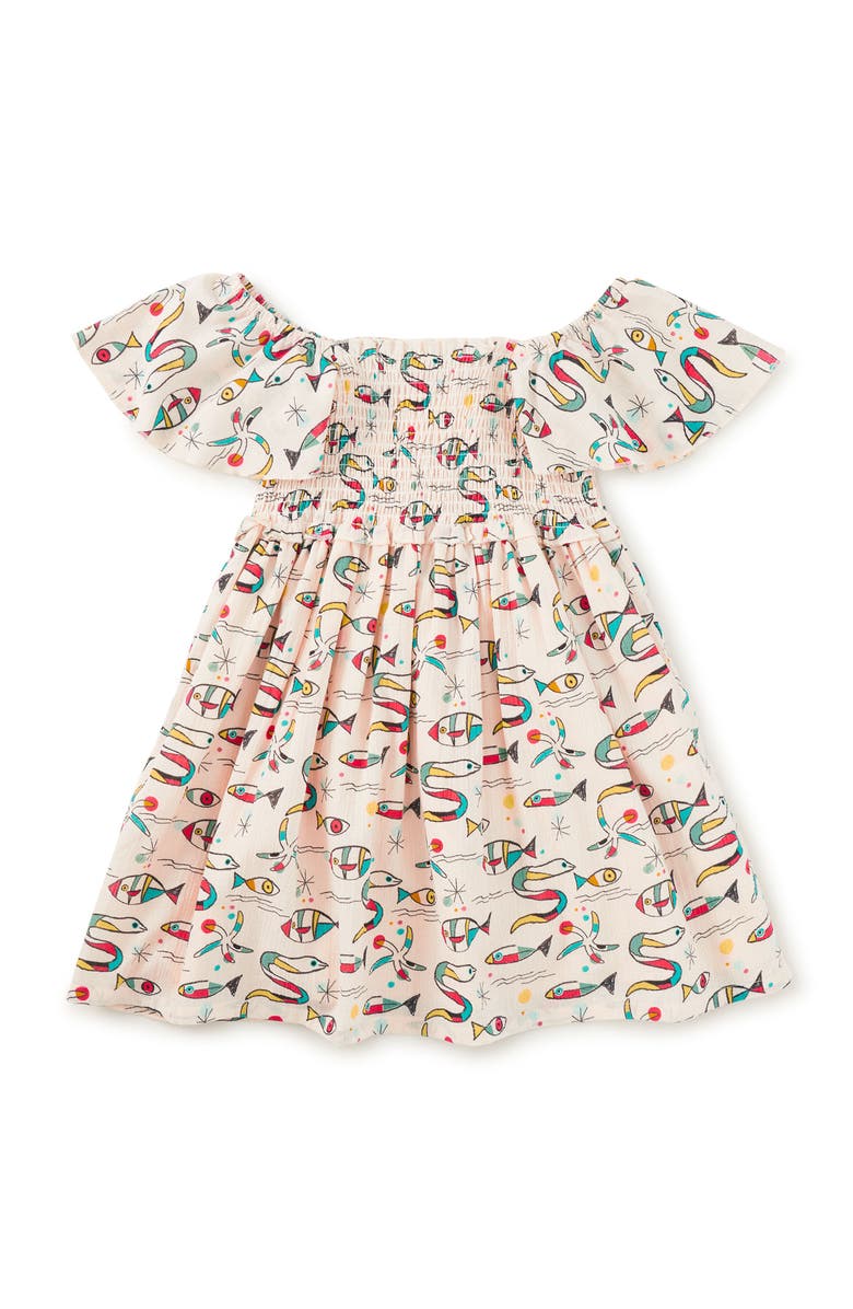 21020 Flutter Sleeve Smocked Dress, Alternate, color, Mar De Miro