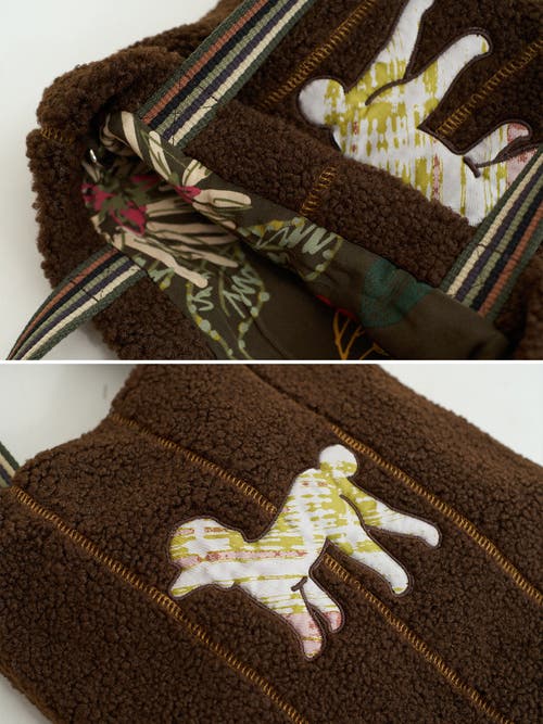 Lost Pattern Nyc "pan Pan" Shearling Tote Bag In Blue