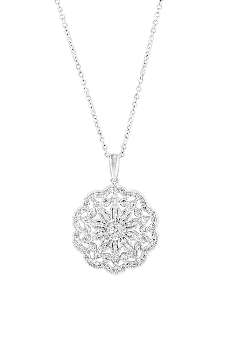 Sterling Silver Diamond Pendant Necklace, Main, color, SILVER