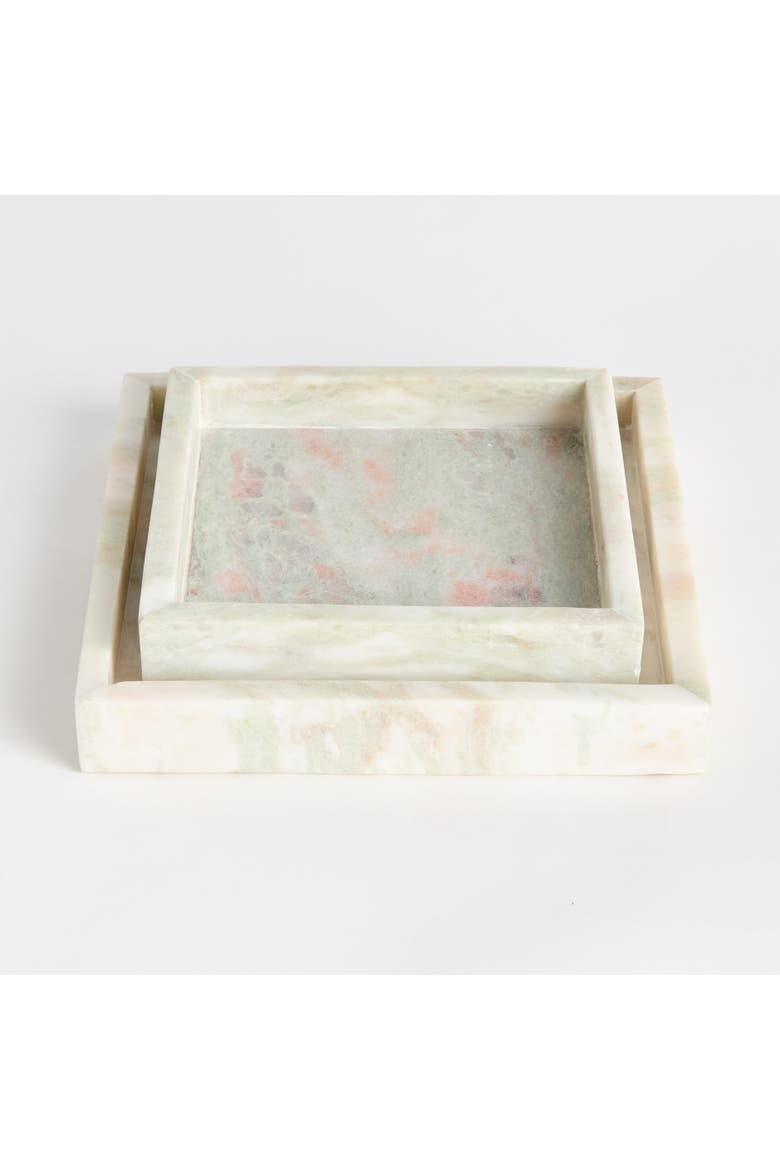 Johanna Green Marble Square Marble Trays Small Set of 2, Alternate, color, Green