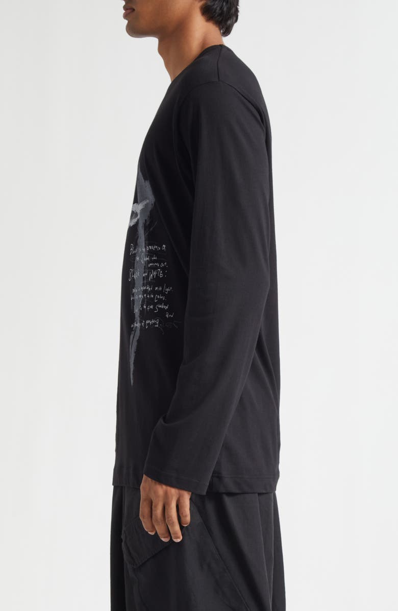 Yohji Yamamoto Long Sleeve Graphic T-Shirt, Alternate, color, Black