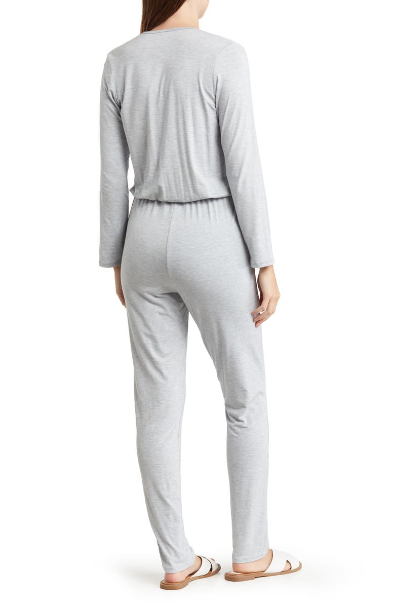 GO COUTURE Wrap Tie Waist Capri Jumpsuit, Alternate, color, Slate