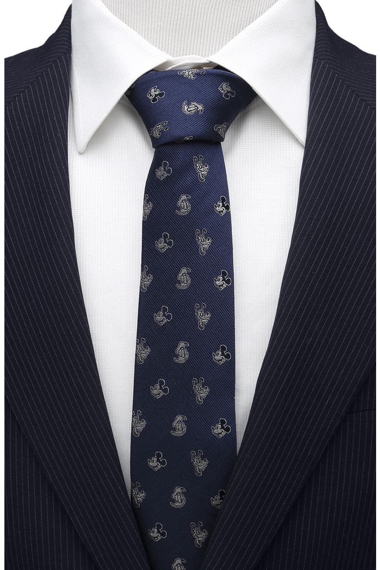 x Disney Mickey & Friends Silk Tie, Alternate, color, BLUE