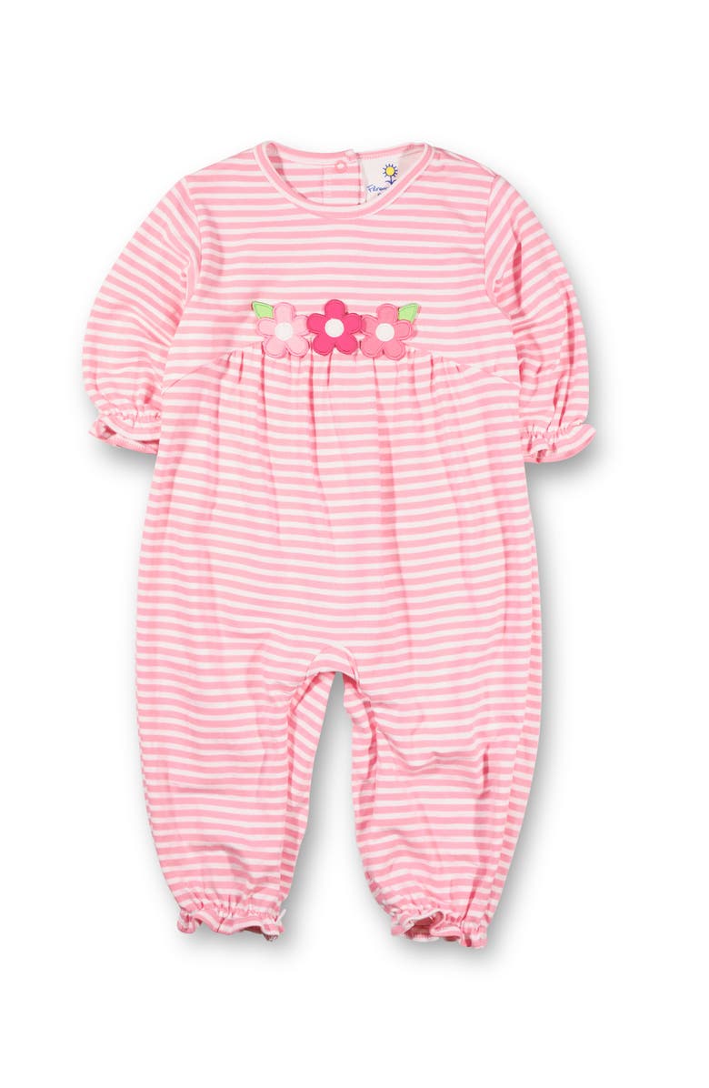 Florence Eiseman Stripe Knit Longall With Flowers, Main, color, Pink, White