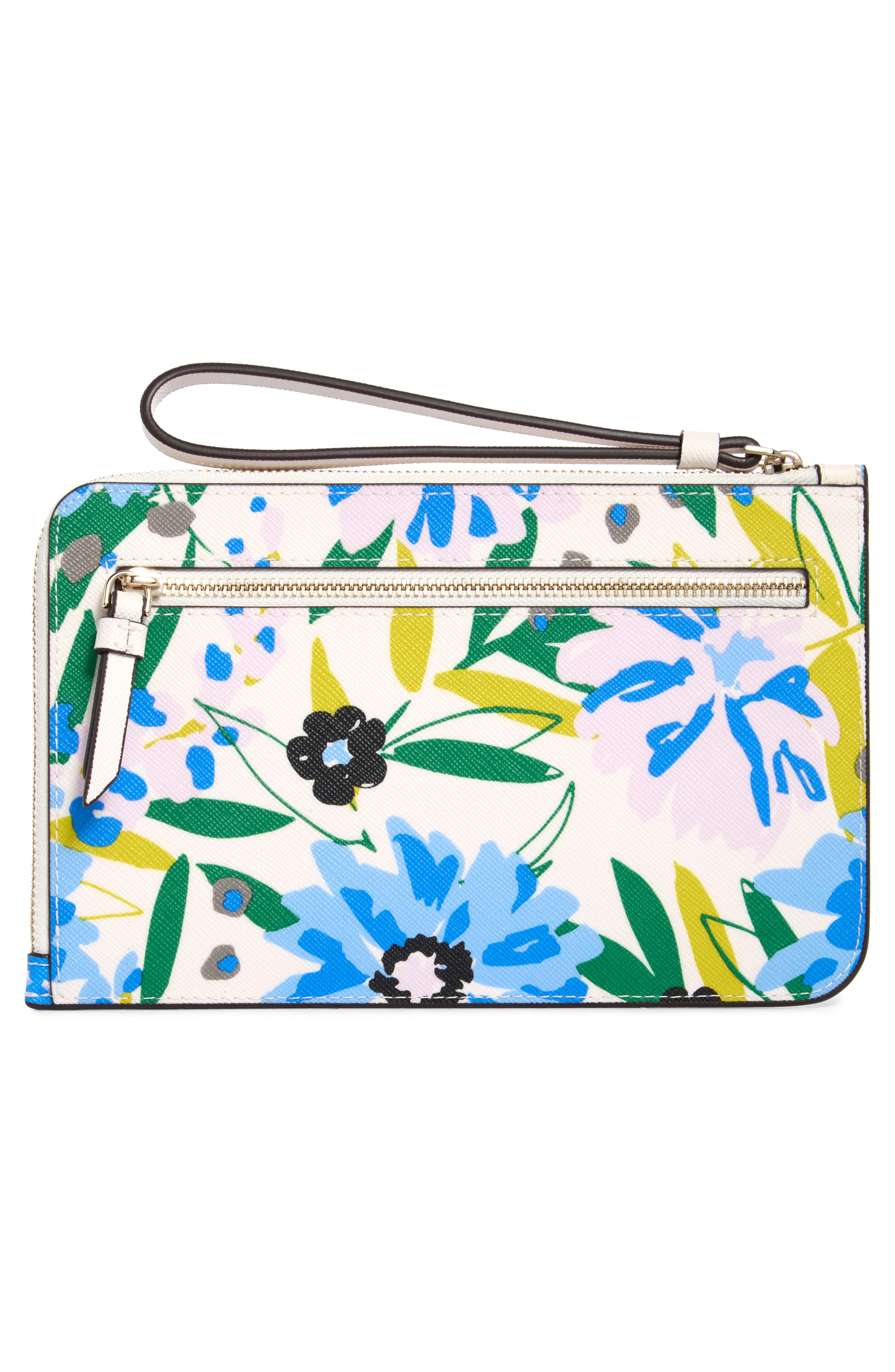 cameron festival floral leather wristlet, Alternate, color, CREAM MULTI