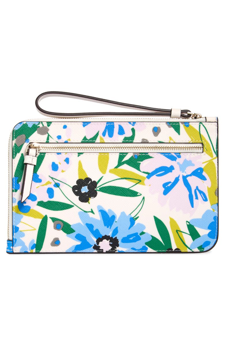 Kate Spade New York cameron festival floral leather wristlet, Alternate, color, Cream Multi