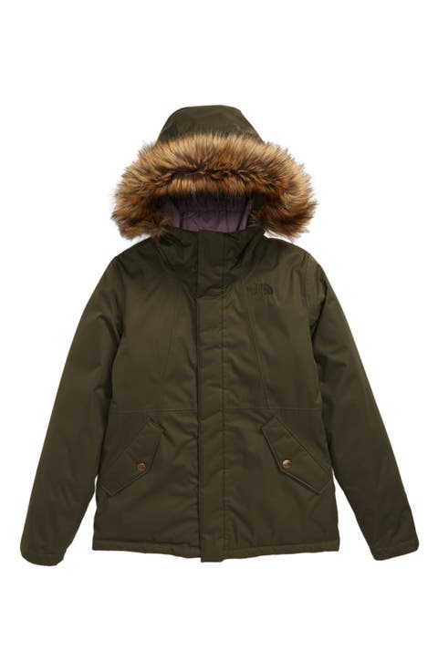 Greenland Waterproof 550 Fill Power Down Jacket with Faux Fur Trim (Big Girls)