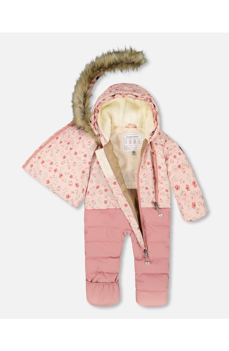 Deux par Deux One-Piece Snug Snowsuit Designed for Car Seat, Alternate, color, Pink Mini Flowers