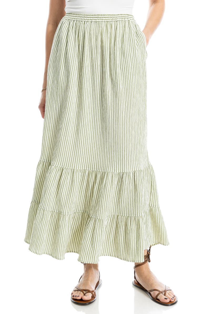 MAX STUDIO Stripe Seersucker Maxi Skirt, Main, color,