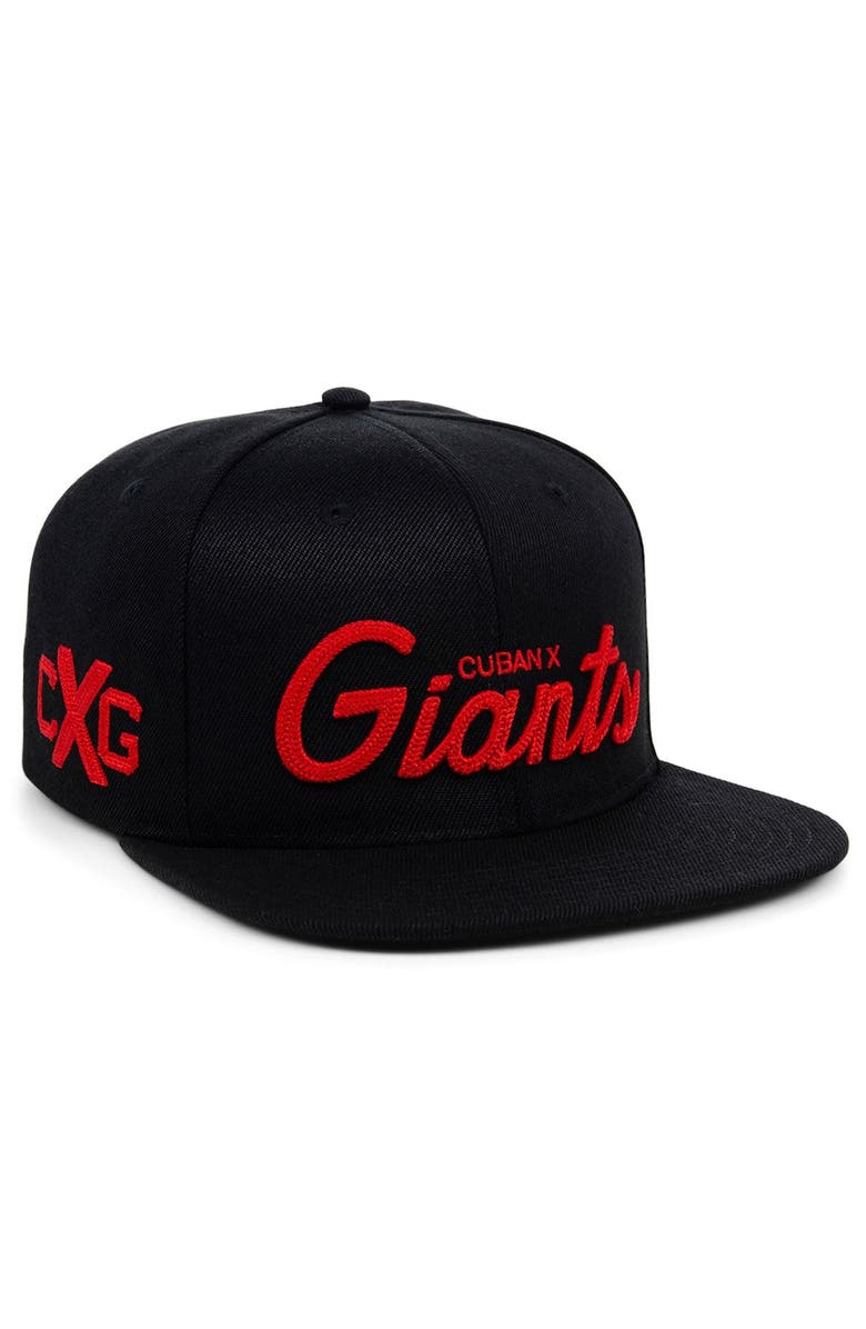 RINGS & CRWNS Men's Rings & Crwns Black Cuban Giants Snapback Hat, Main, color,