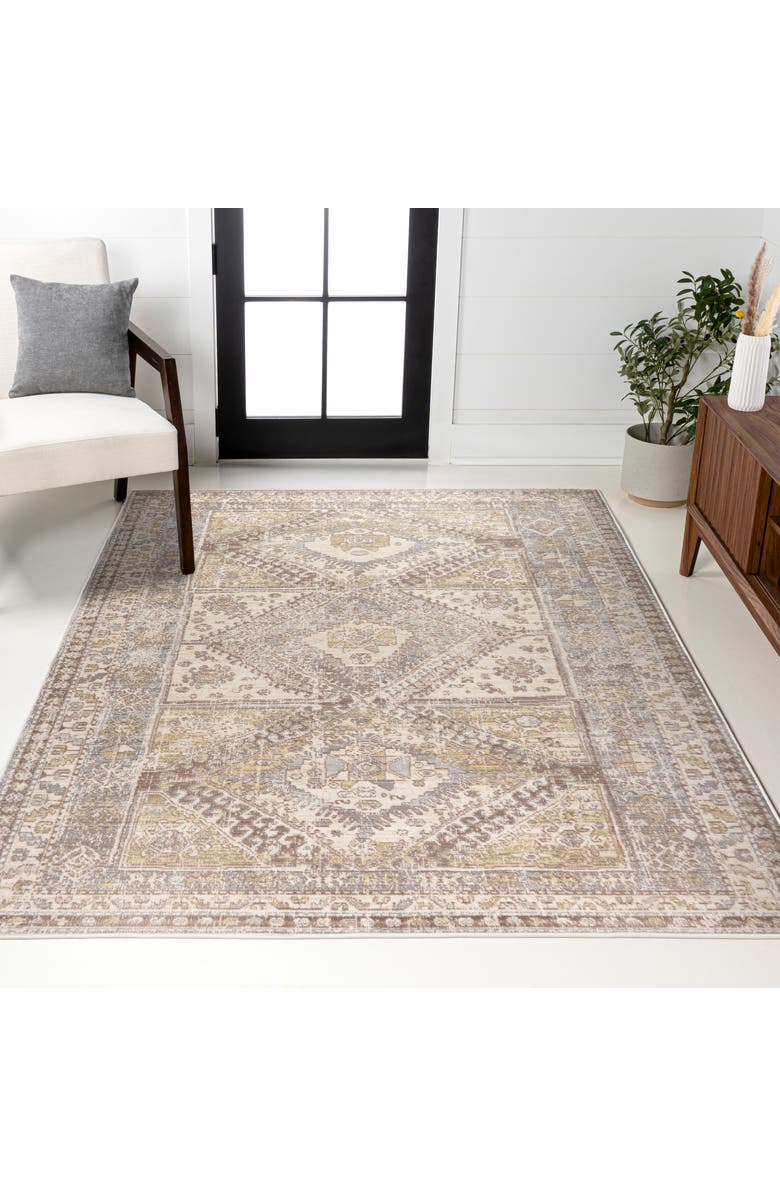 JONATHAN Y Darija Ornate Geometric Medallion Area Rug, Alternate, color, Gray